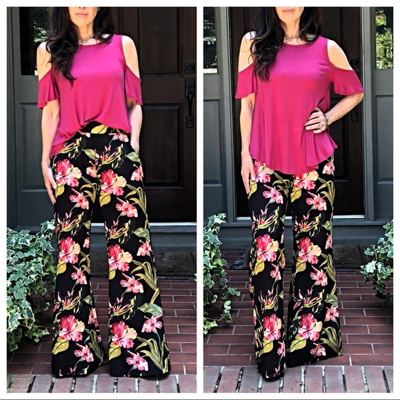 Dark plum/red  cold shoulder round hem top - Picture 3 of 8